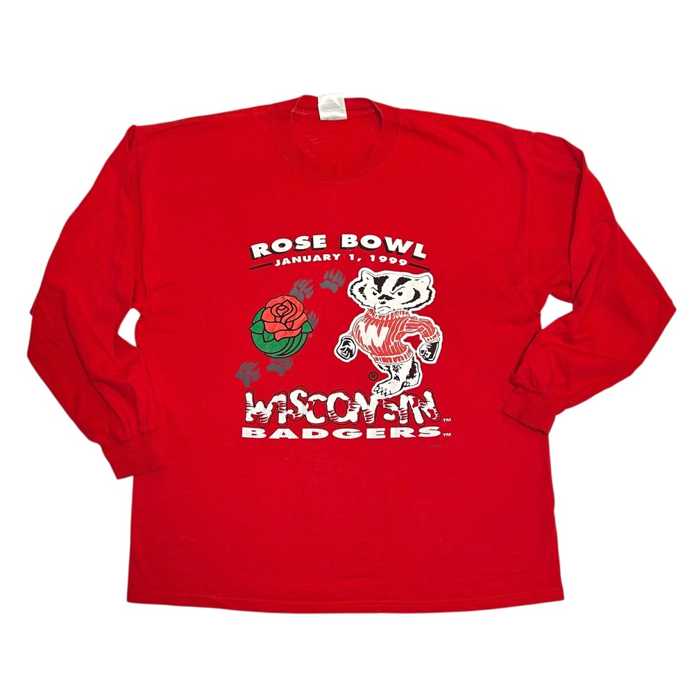 Wisconsin Badgers Rose Bowl January 1999 Long Sleeve T Shirt Mens XXL‎ Red Heavy